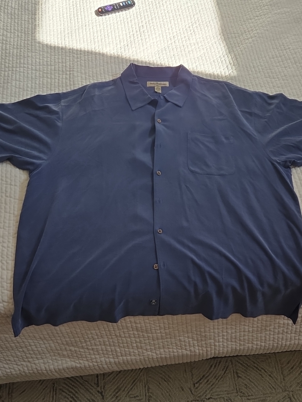 Tommy Bahama Men's Short-Sleeve Button-Down Shirt in Deep Blue, PINHEAD CLASSIC